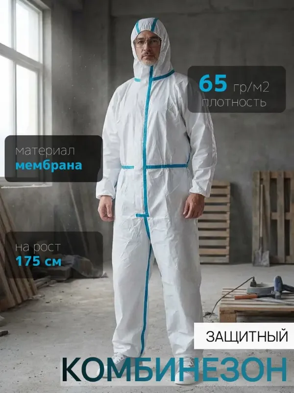 Комбинезон защитный белый, рост 175