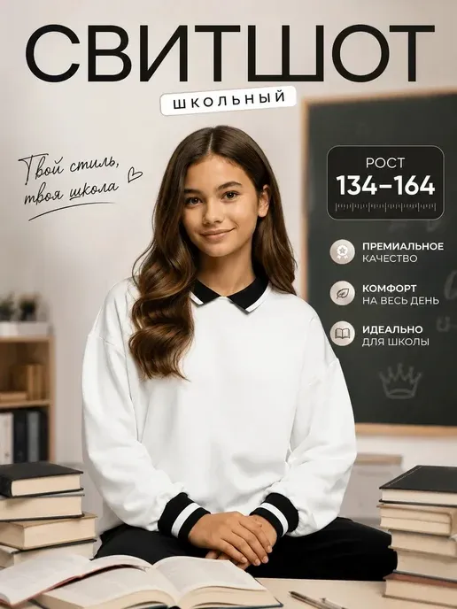 Свитшот оверсайз школьный