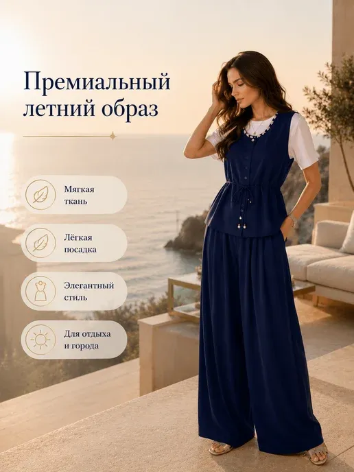 Женский костюм тройка лёгкий и стильный