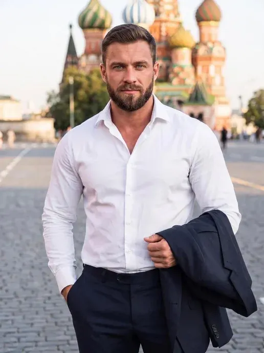 Классическая белая рубашка с длинным рукавом