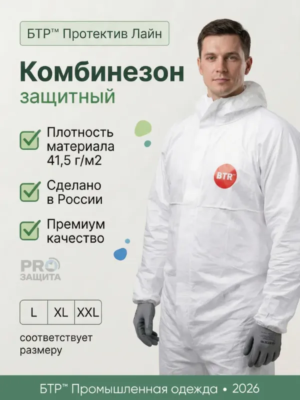 Комбинезон(костюм)защитный одноразовый BTR ТАЙВЕК 500H 41г/м2 (XL) 52