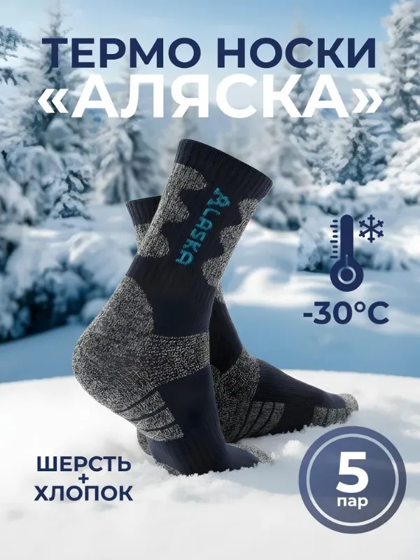 Носки мужские теплые термоноски, 5 пар