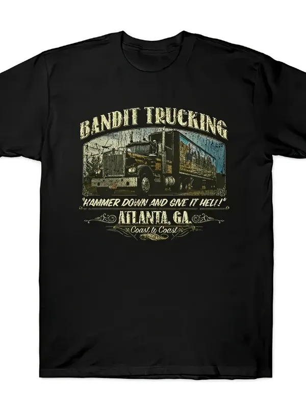 Стиль ретро! Футболка с принтом грузовика Bandit Trucking, и