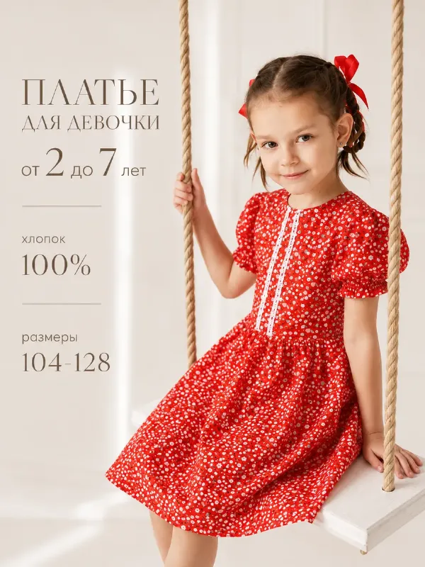 Платье нарядное детское летнее в садик хлопок