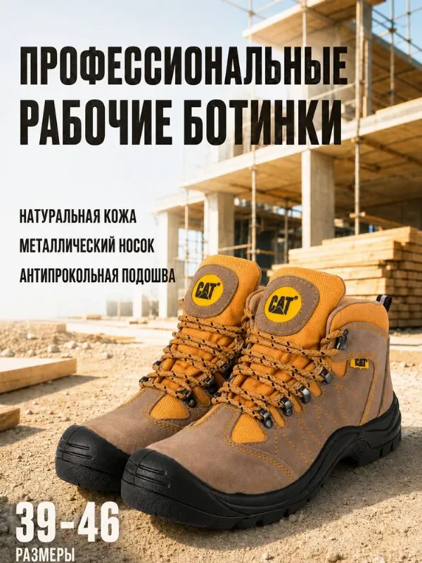 Ботинки рабочие Caterpillar с металлическим подноском профессиональные