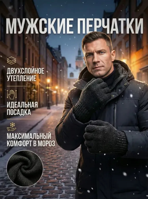 Перчатки тактические, мужские, зимние, теплые, шерстяные, двухслойные