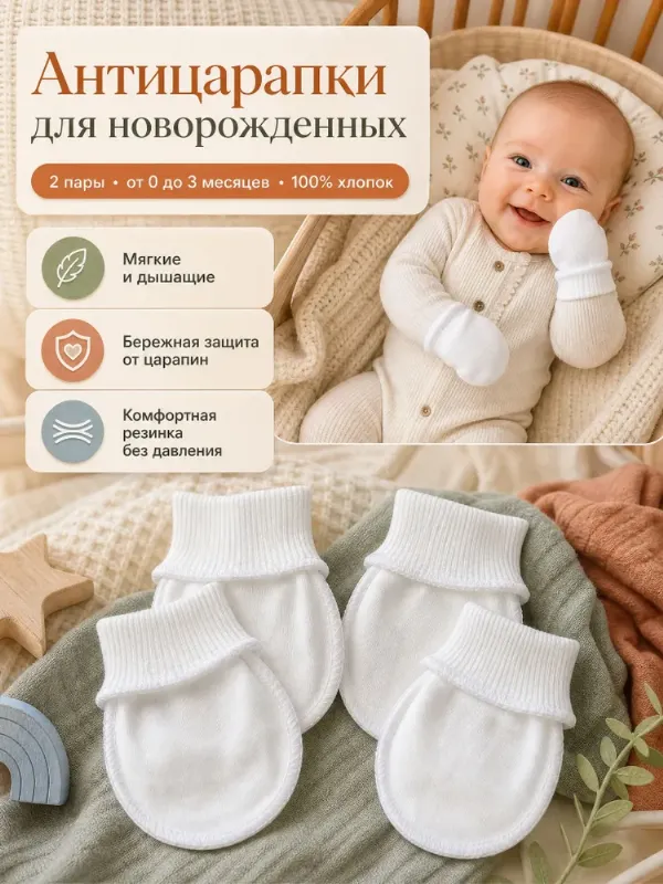 Рукавички-антицарапки ekboo, 2 пары