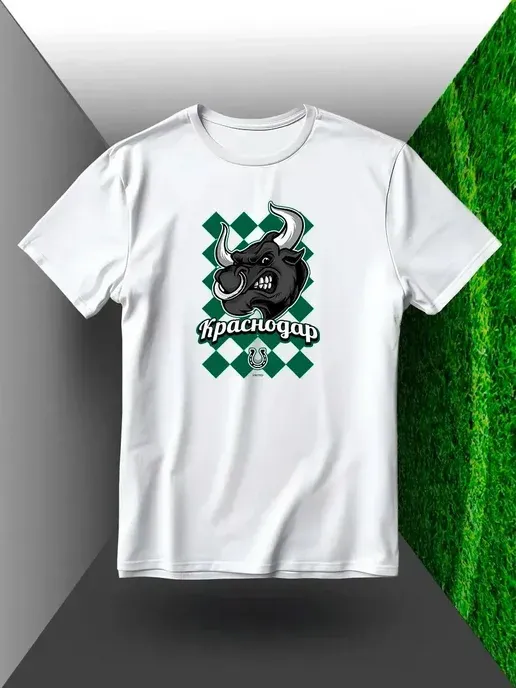 Футболка ФК Краснодар с принтом 100 хлопок широкая оверсайз