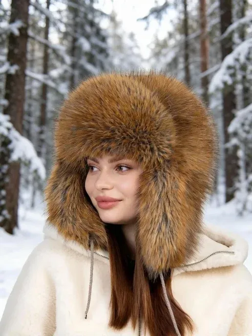 Шапка ушанка из экомеха