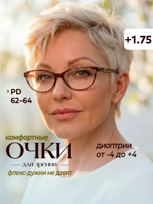 Готовые очки для зрения женские +1,75 с диоптриями , корригирующие очки для чтения