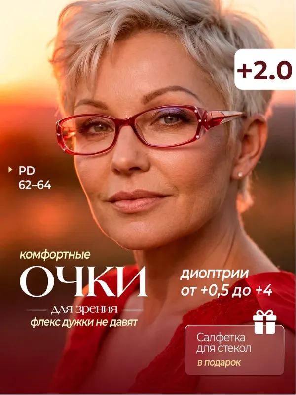 Готовые очки для зрения женские +2 с диоптриями , корригирующие очки для чтения