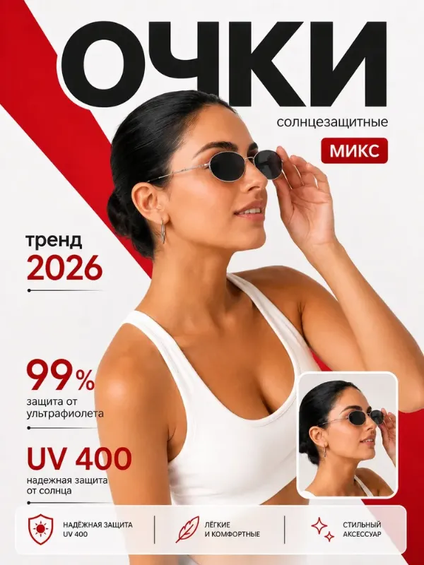 Очки солнцезащитные женские OneSun, овальная форма, UV400