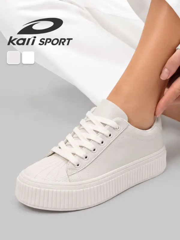 Кеды Kari SPORT осенние женские бежевые на высокой подошве