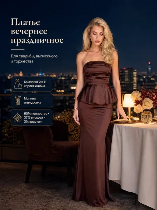 Платье вечернее праздничное шелковое