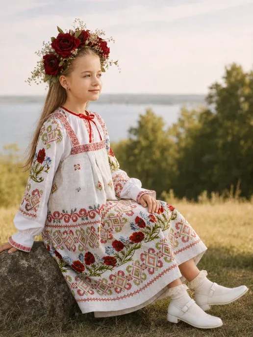 Русский народный костюм сарафан с рубашкой детский