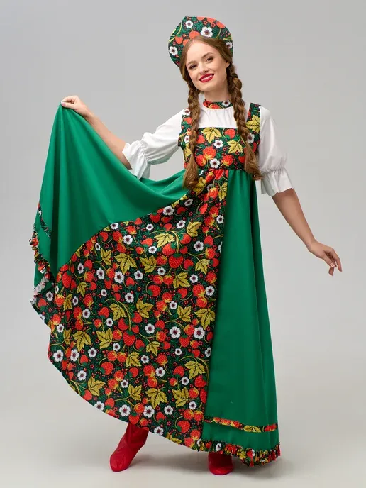 Русский народный костюм сарафан платье с кокошником