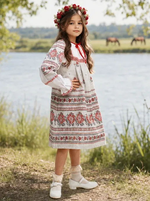 Русский народный костюм сарафан с рубашкой детский