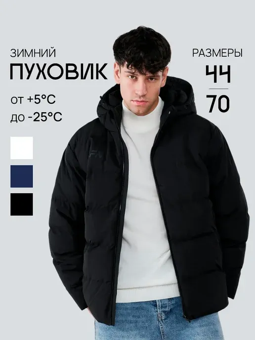Пуховик зимний с капюшоном Куртка короткая