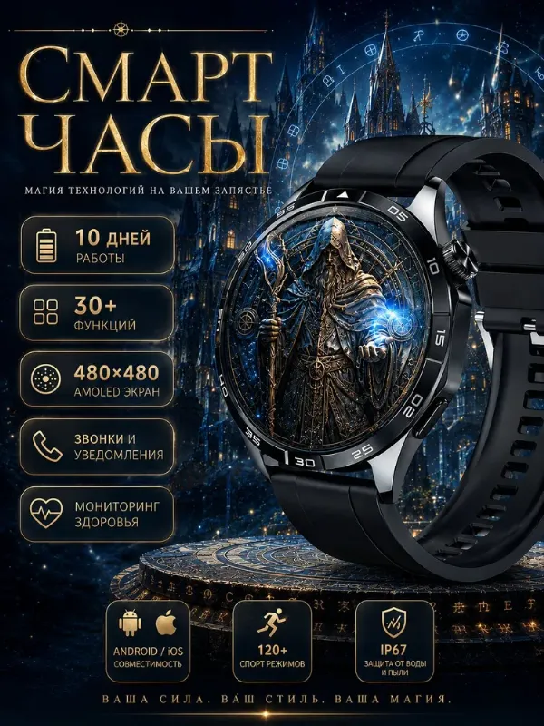 HABBARMERS Смарт-часы, 46mm, Черный, серый