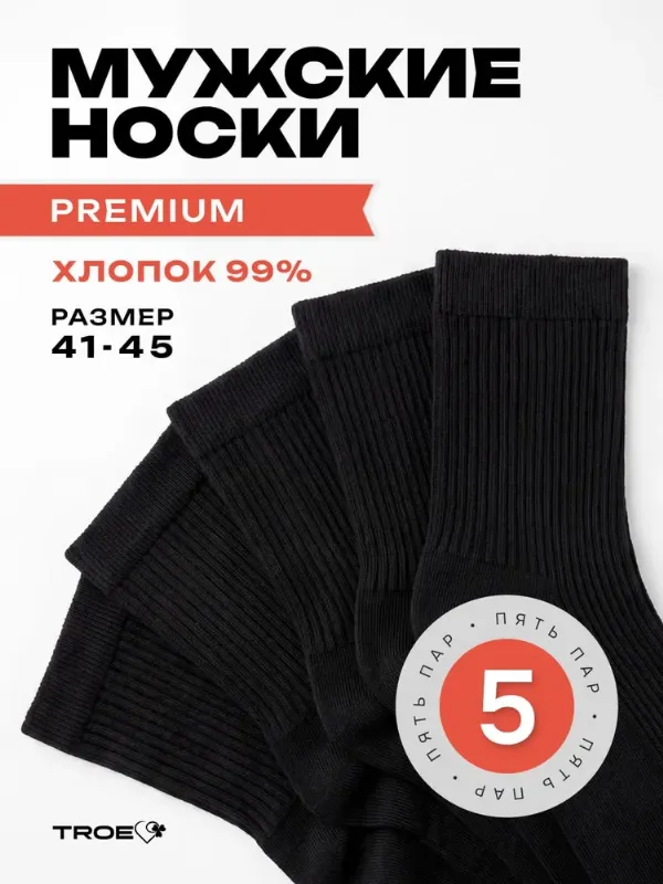 Носки ТROE качество с душой мужские, 5 пар