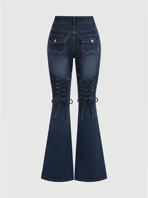 Джинсы клеш на низкой посадке y2k bootcut flared индиго