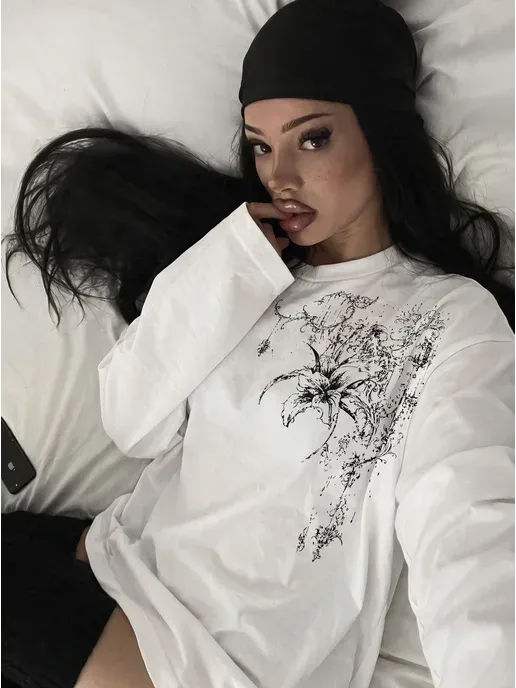 Лонгслив оверсайз Лилия Floral Grunge