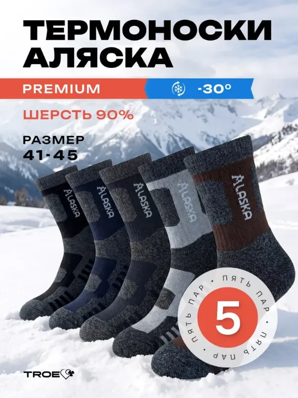 Носки ТROE качество с душой мужские, 5 пар
