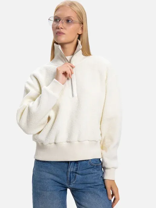 Кофта флисовая Cropped Half-Zip Sherpa Hoodie