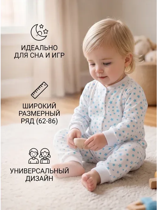 Пижама теплая для малыша с начесом