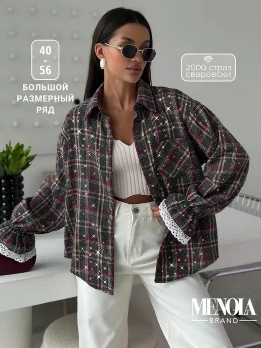 Рубашка в клетку с кружевом