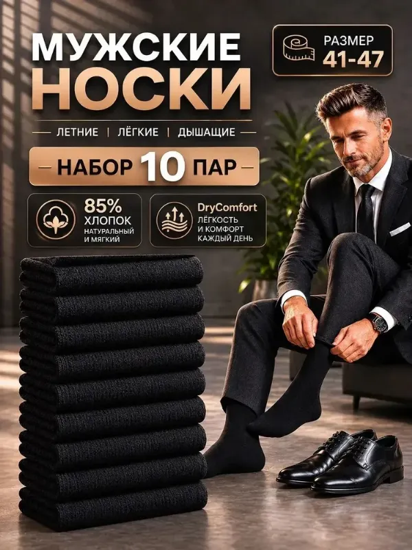 Носки мужские, 10 пар