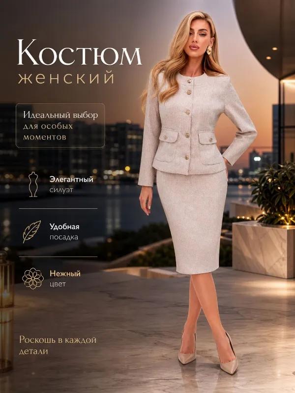 Костюм классический Miss to Kiss с юбкой офисный деловой