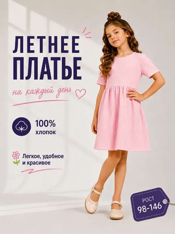 Платье летнее хлопковое детское повседневное