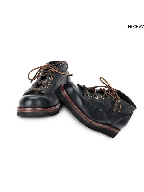 Spring Autumn Lacing Ankle Low Men Boots White Cowhide Leath