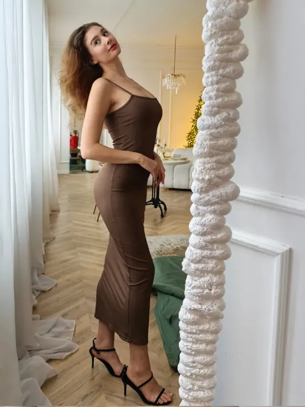 Платье женское летнее длинное легкое с разрезом