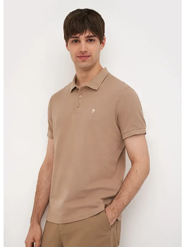 Поло Slim Fit бежевая из 100% хлопка