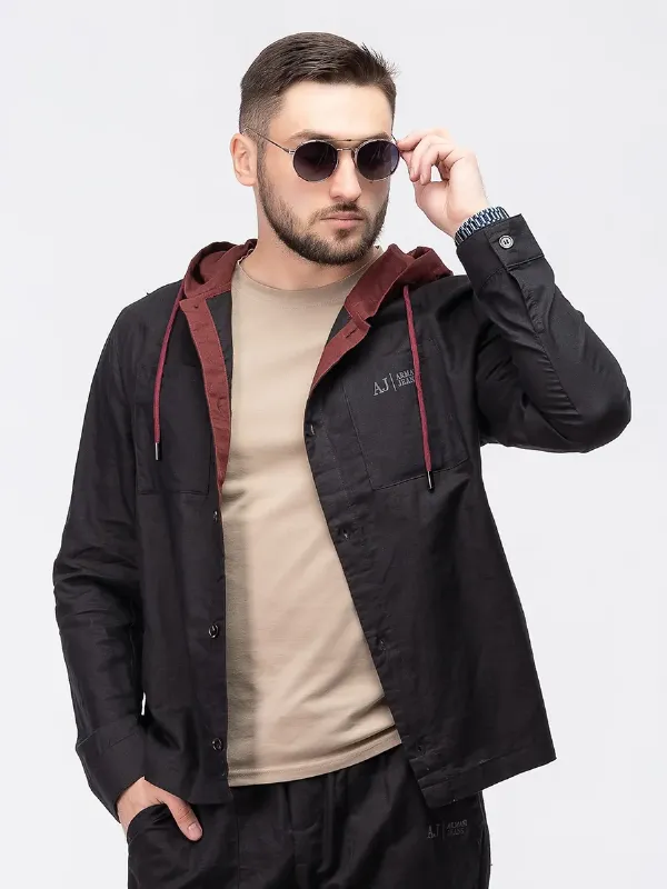 Рубашка Armani Jeans спортивная с капюшоном, лен