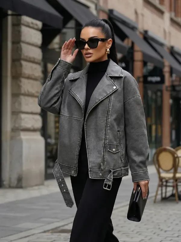 Куртка кожаная косуха oversize