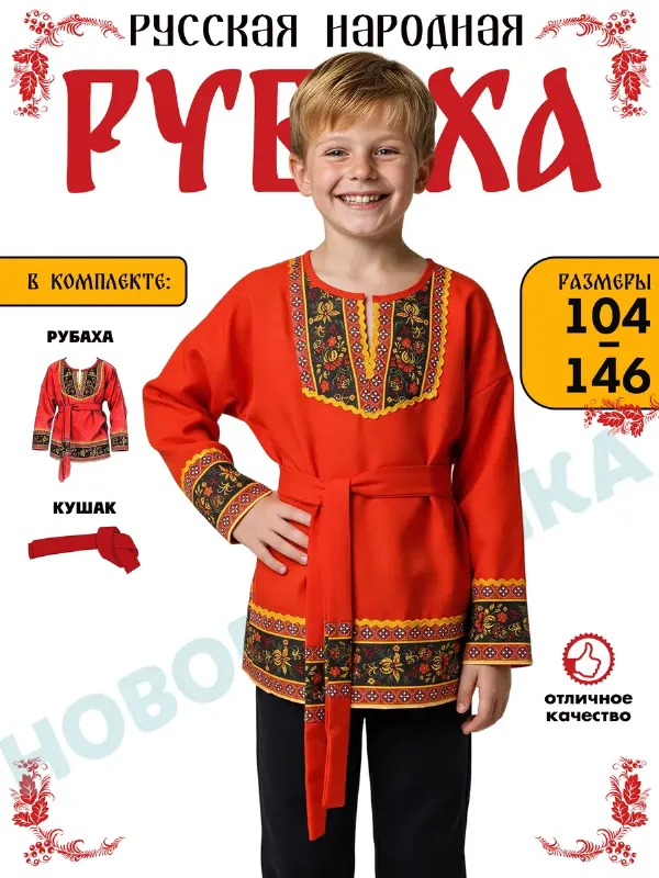 Рубашка русская народная косоворотка детская