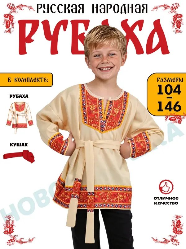 Рубашка русская народная косоворотка детская