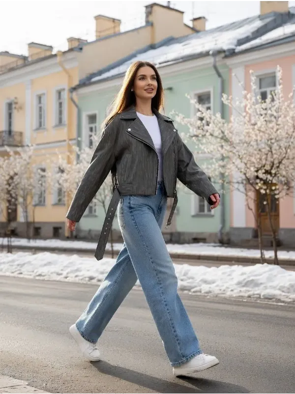 Косуха женская кожаная экокожа