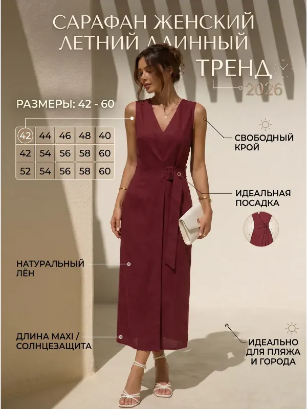 Сарафан летний пляжный лен